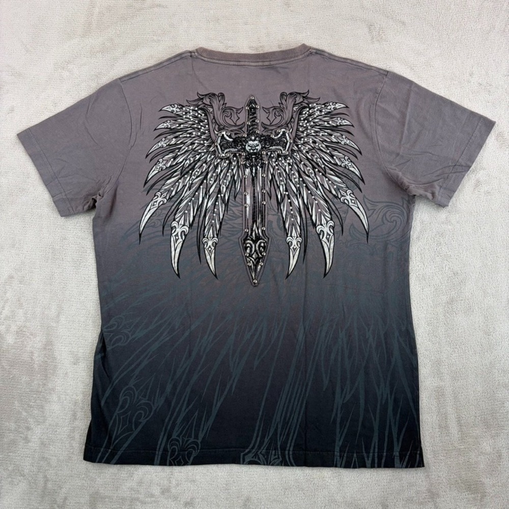Rebel Spirit A Royal Way Of Life Y2K Embroidered Winged Dagger T Shirt Men 2XL